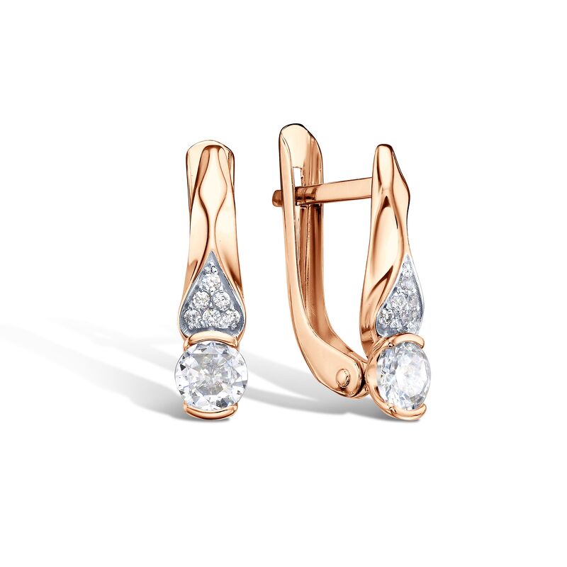 Золотые серьги с фианитами