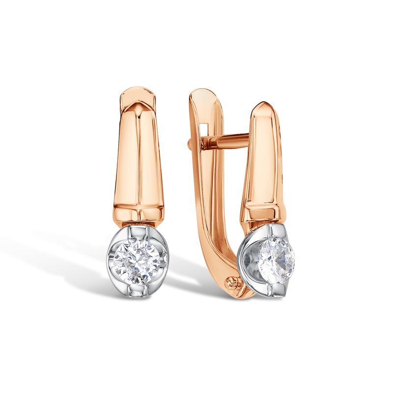 Золотые серьги с фианитом