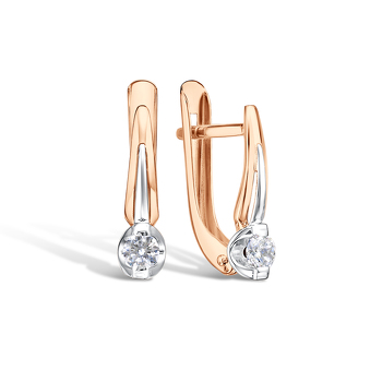 Золотые серьги с фианитом