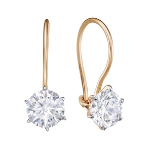 Золотые серьги с фианитом и фианитом