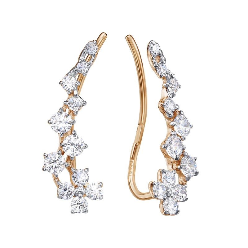 Золотые серьги с фианитами