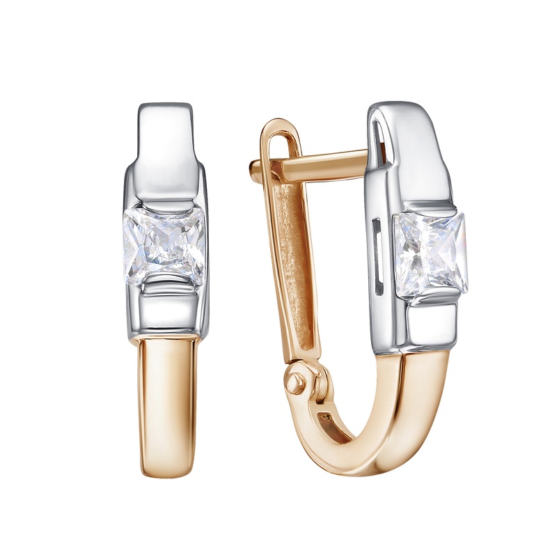 Золотые серьги с фианитом