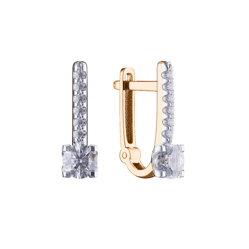 Золотые серьги с фианитами