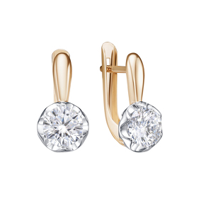 Золотые серьги с фианитом