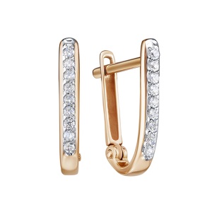 Золотые серьги с фианитами, фианитами и наношпинелями