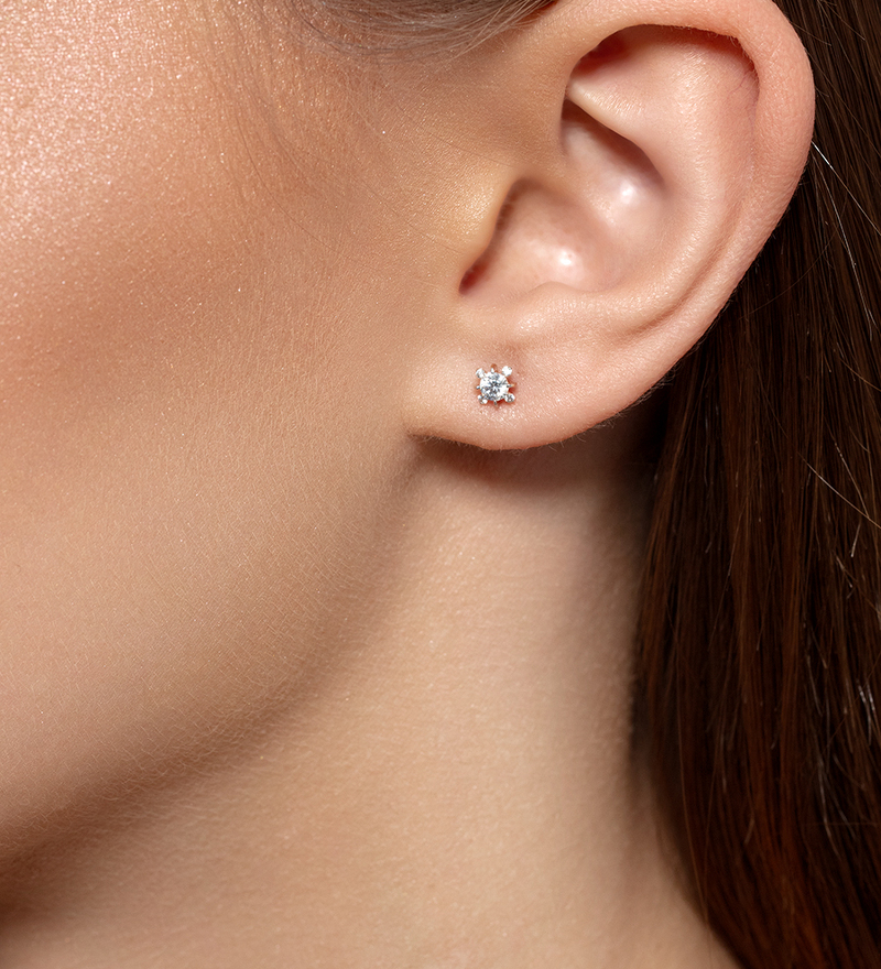 Золотые серьги-пусеты с фианитами