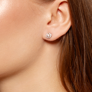 Золотые серьги-пусеты с фианитами