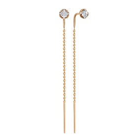 Золотые серьги «Линии света» с бриллиантом