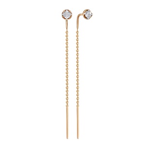 Золотые серьги-продевки с бриллиантом