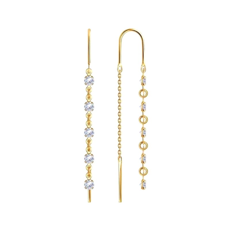 Золотые серьги с фианитами