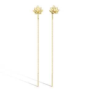 Золотые серьги-продевки «Линии света»