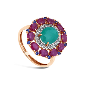 Золотое кольцо с миксом камней