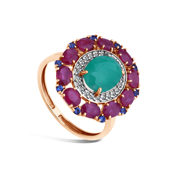 Золотое кольцо с миксом камней