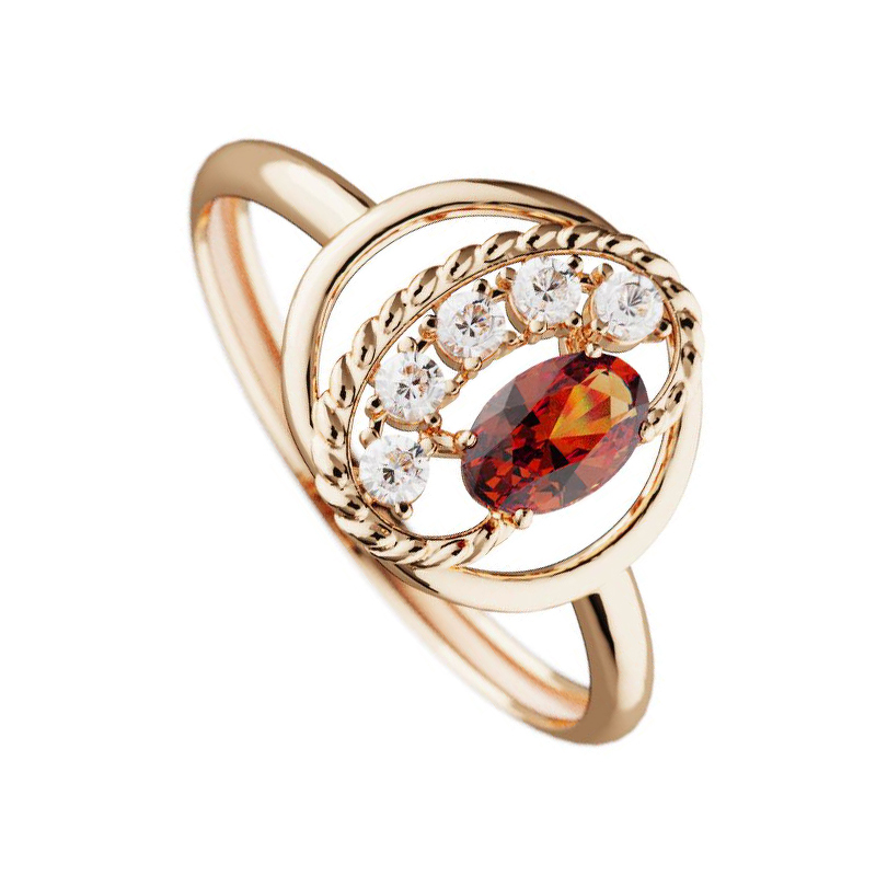Золотое кольцо с опалом и муассанитами