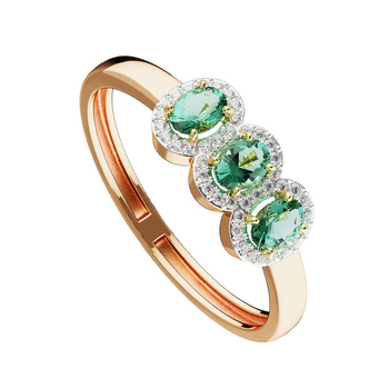 Золотое кольцо с изумрудами и фианитами
