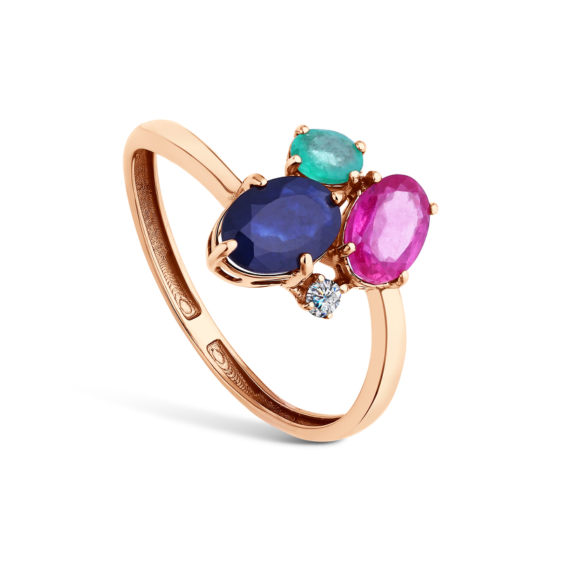 Золотое кольцо с миксом камней