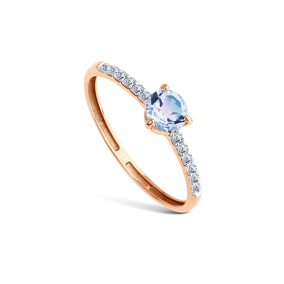 Золотое кольцо с топазом и фианитами