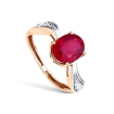 Золотое кольцо с рубином и муассанитами