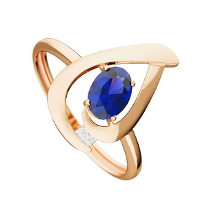 Золотое кольцо с сапфиром и бриллиантами