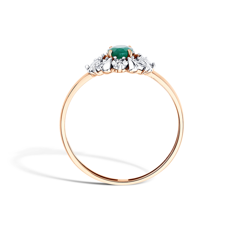 Золотое кольцо с изумрудом и бриллиантами