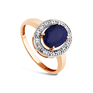Золотое кольцо с сапфиром и бриллиантами