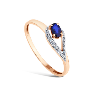 Золотое кольцо с сапфиром и бриллиантами