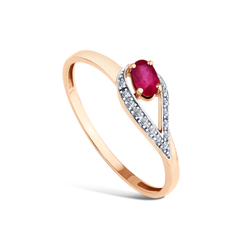 Золотое кольцо с рубином и бриллиантами