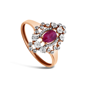 Золотое кольцо с рубином и бриллиантами