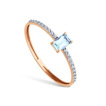 Золотое кольцо с топазом и фианитами