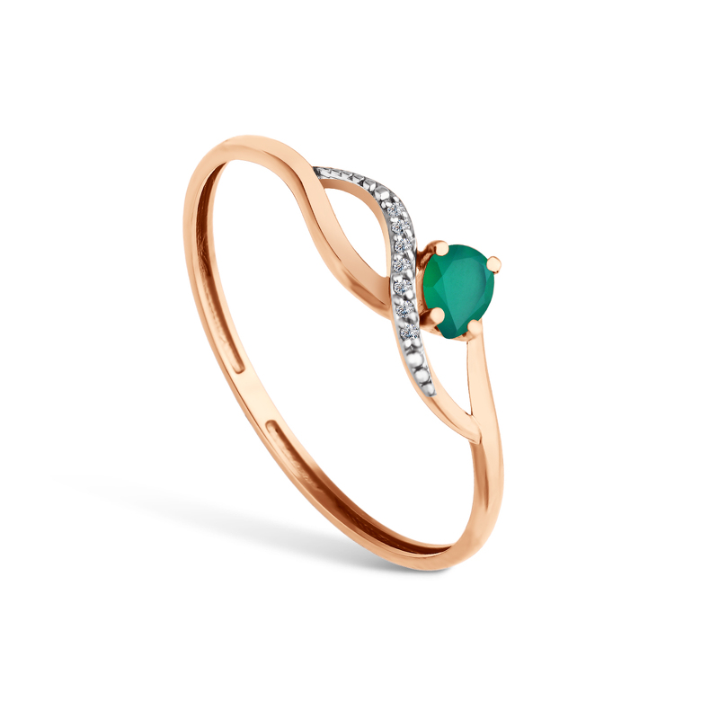 Золотое кольцо с агатом и бриллиантами