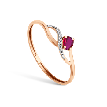 Золотое кольцо с рубином и бриллиантами