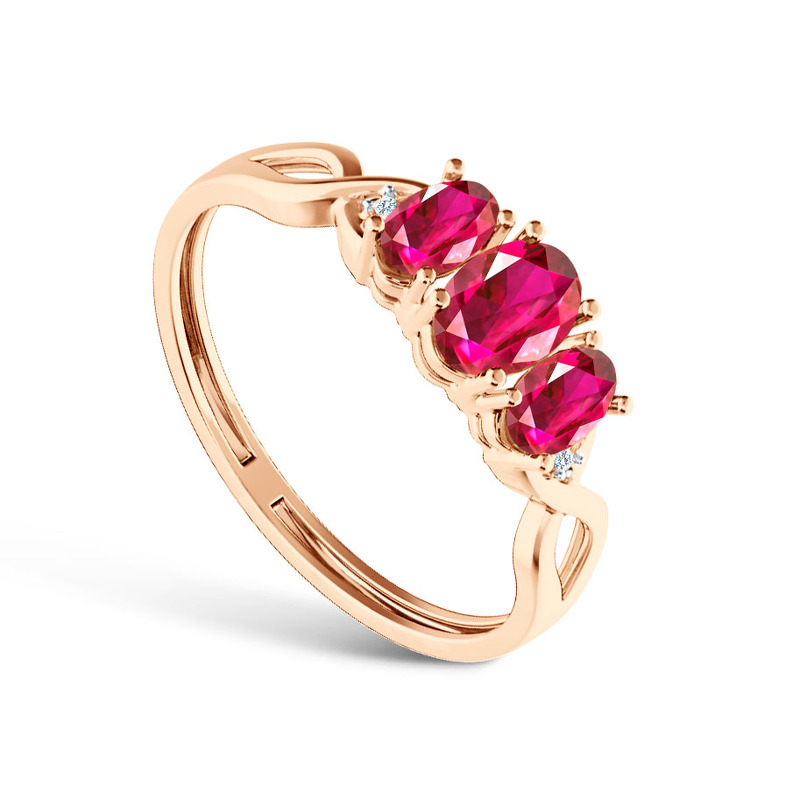 Золотое кольцо с рубинами и бриллиантами