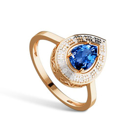 Золотое кольцо с сапфиром и бриллиантами