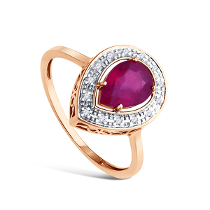 Золотое кольцо с рубином и бриллиантами