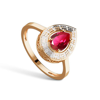 Золотое кольцо с рубином и бриллиантами