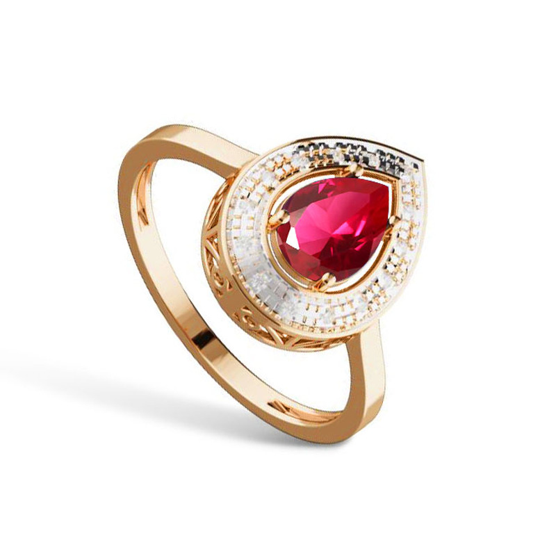 Золотое кольцо с рубином и бриллиантами