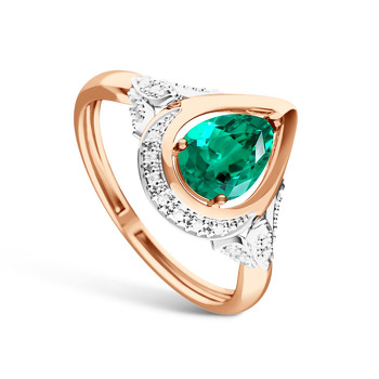 Золотое кольцо с изумрудом и бриллиантами