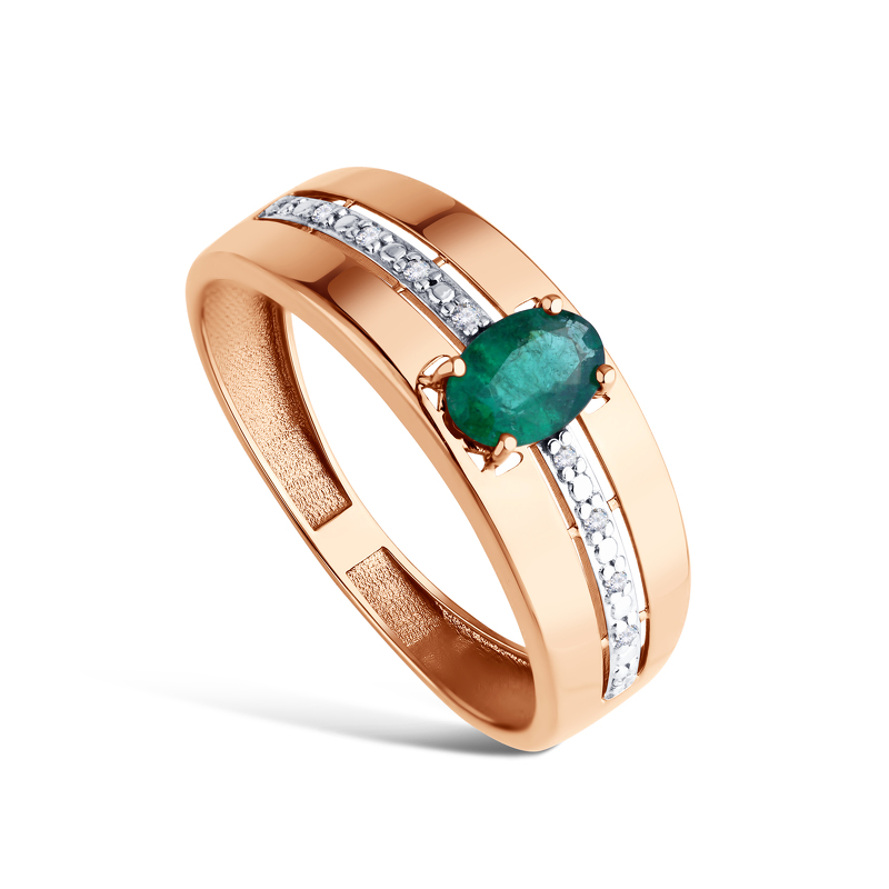 Золотое кольцо с изумрудом и бриллиантами