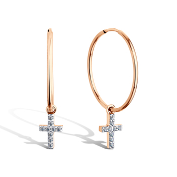 Золотые серьги-конго с фианитами