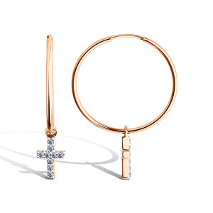 Золотые серьги-конго с фианитами