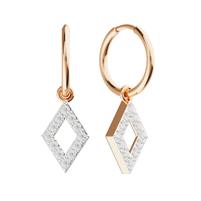 Золотые серьги-конго с фианитами