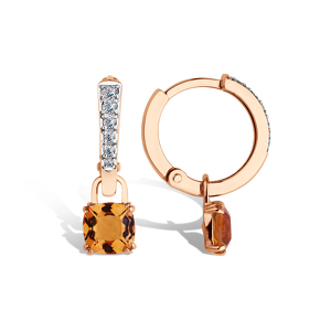 Золотые серьги-конго с цитрином и фианитами