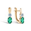 Золотые серьги с изумрудом и муассанитом