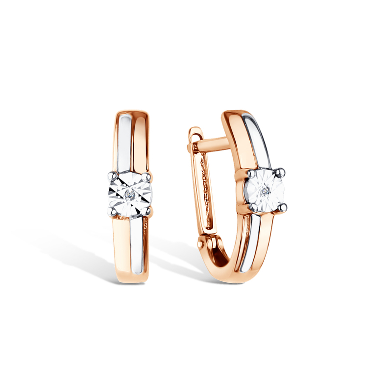 Золотые серьги с бриллиантом