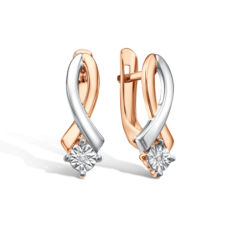 Золотые серьги с бриллиантом