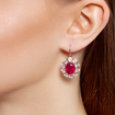Золотые серьги с рубином и горным хрусталем
