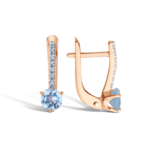 Золотые серьги с топазом и фианитами