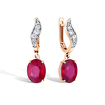 Золотые серьги с рубином и муассанитами