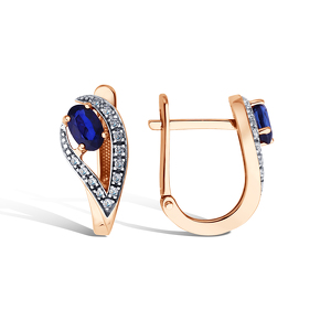 Золотые серьги с сапфиром и бриллиантами