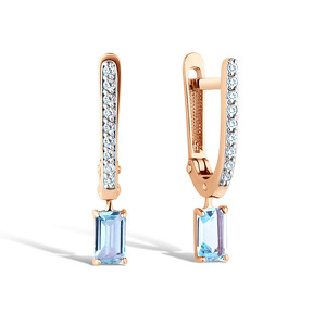 Золотые серьги с топазом и фианитами